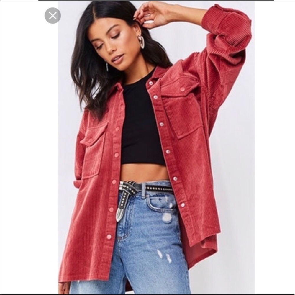 ❌ SOLD F21 Red Corduroy Shacket